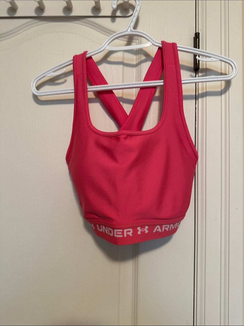 Under Armour Hot Pink Crossback Sports Bra with Branded Band